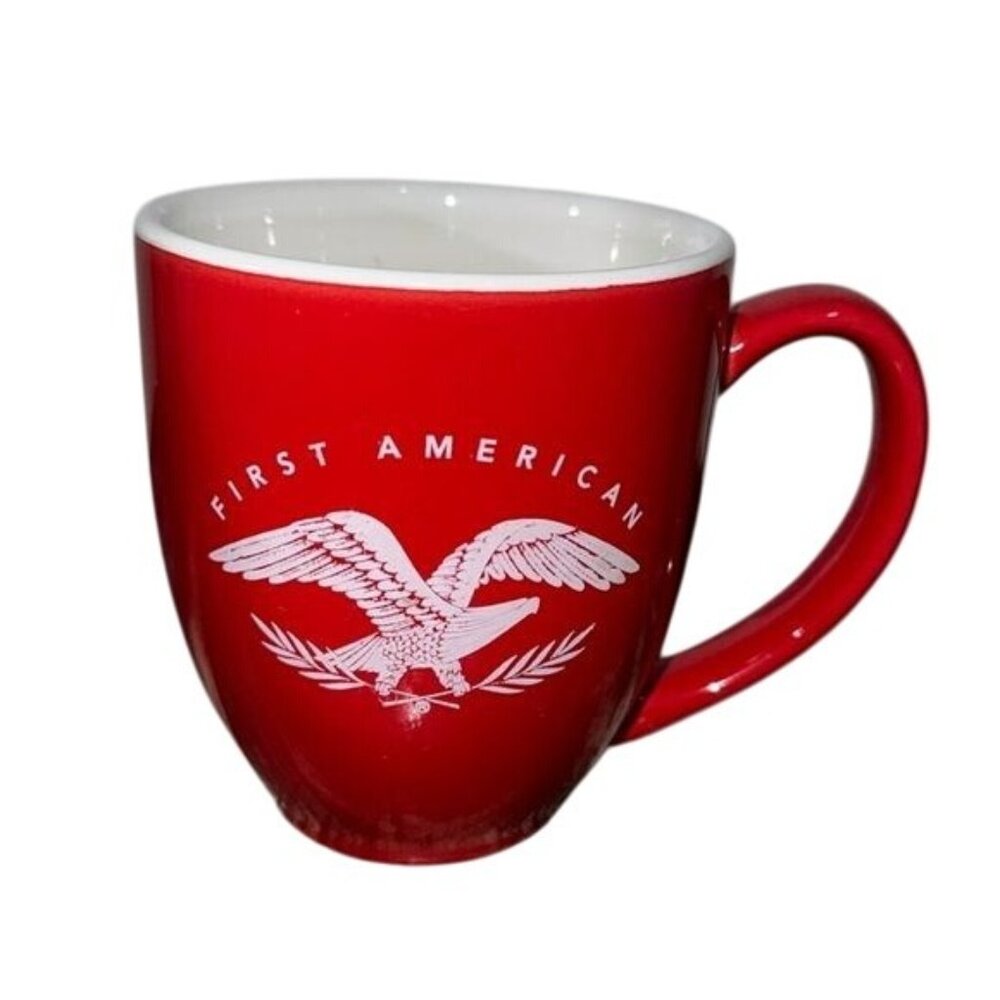 First American Red Ceramic Mug With Eagle Design 10 Oz